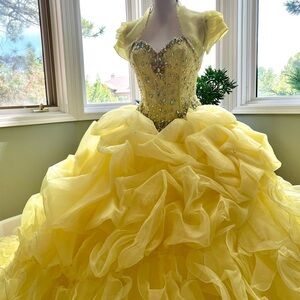 Beautiful bright yellow Mori Lee Quinceañera dress